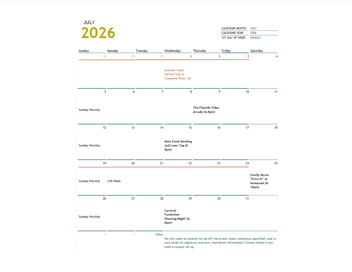 Youth Schedule